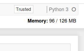 Memory limit / usage shown with jupyter-resource-usage